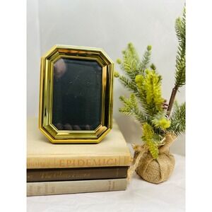 Vintage Brass Octagon Picture Frame Emerald Cut Beveled Edge Korea 5x3.75in